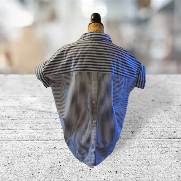 Madewell size S strightly cropped blue and white striped top - Picture 4 of 10